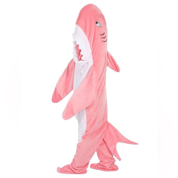 Pink Shark Hoodie Blanket Onesie Bodysuit Halloween Costume Size Women’s Size S - Picture 12 of 12